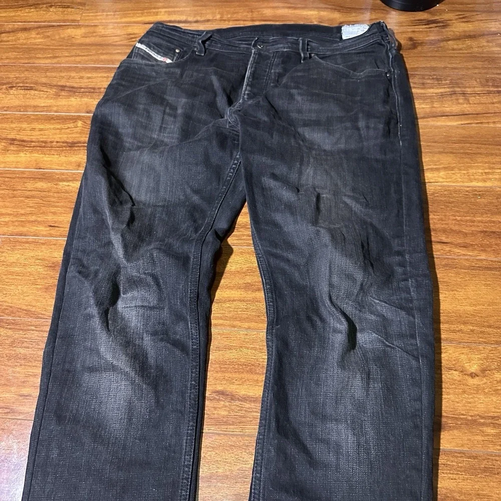 Diesel Mens Jeans 36x30 Black Waykee 0845A Regular Straight Denim Button Y2K